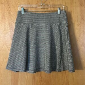 Loft Black, Green and Gray Plaid High-Waist Skater Skirt